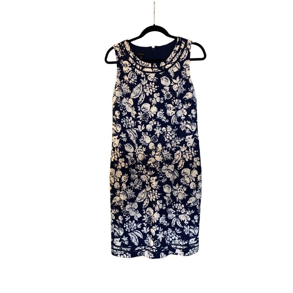 Talbots women’s navy blue and white mixed fruit print sheets dress size 4
